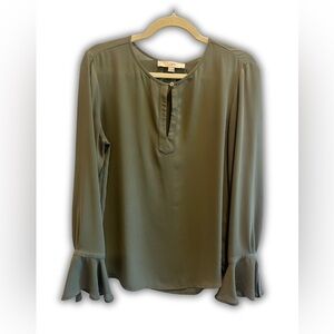 LOFT Women's Olive Blouse with Flared Sleeves